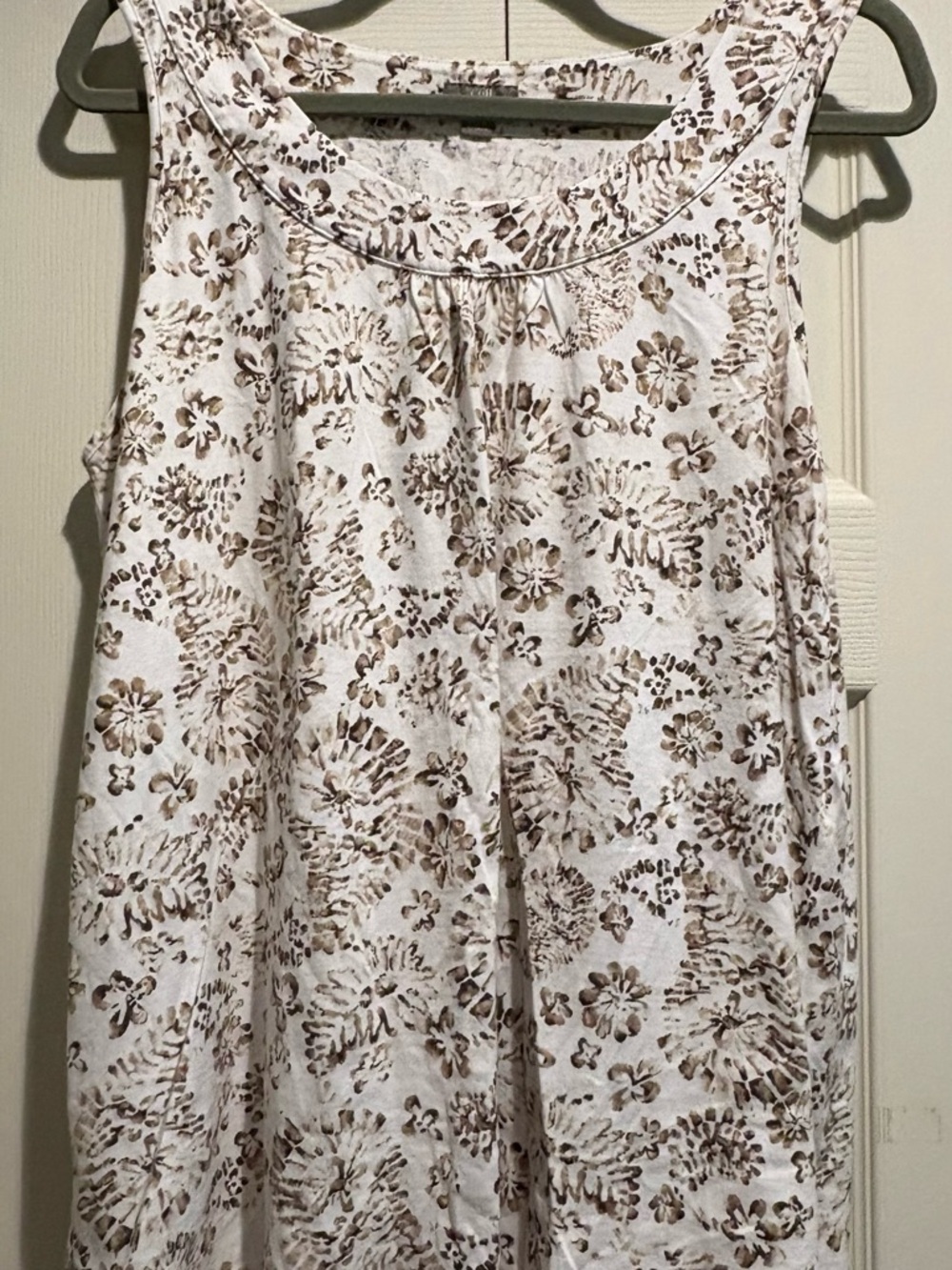 J. Jill White Tank Top with Brown Floral Print